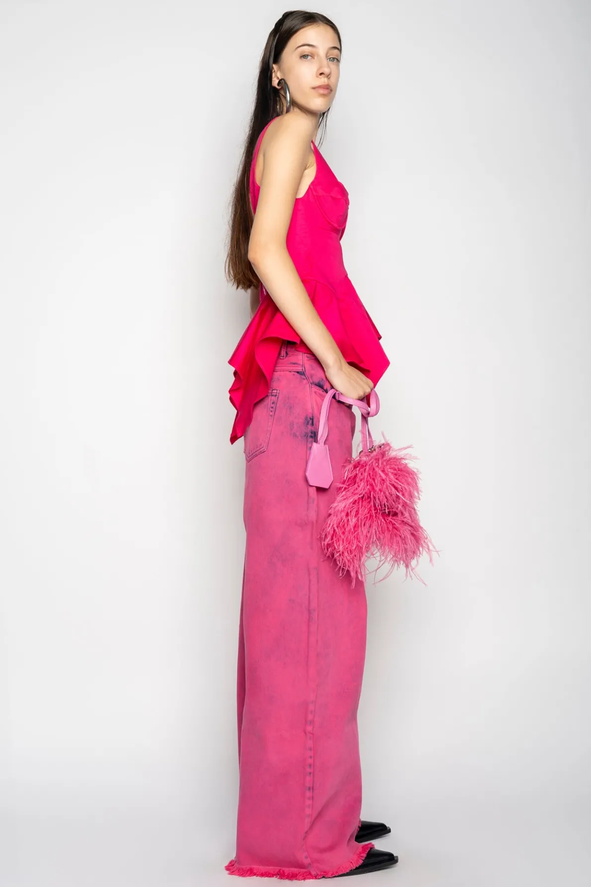 PINK STRAP CORSET WITH WAIST FLOUNCE