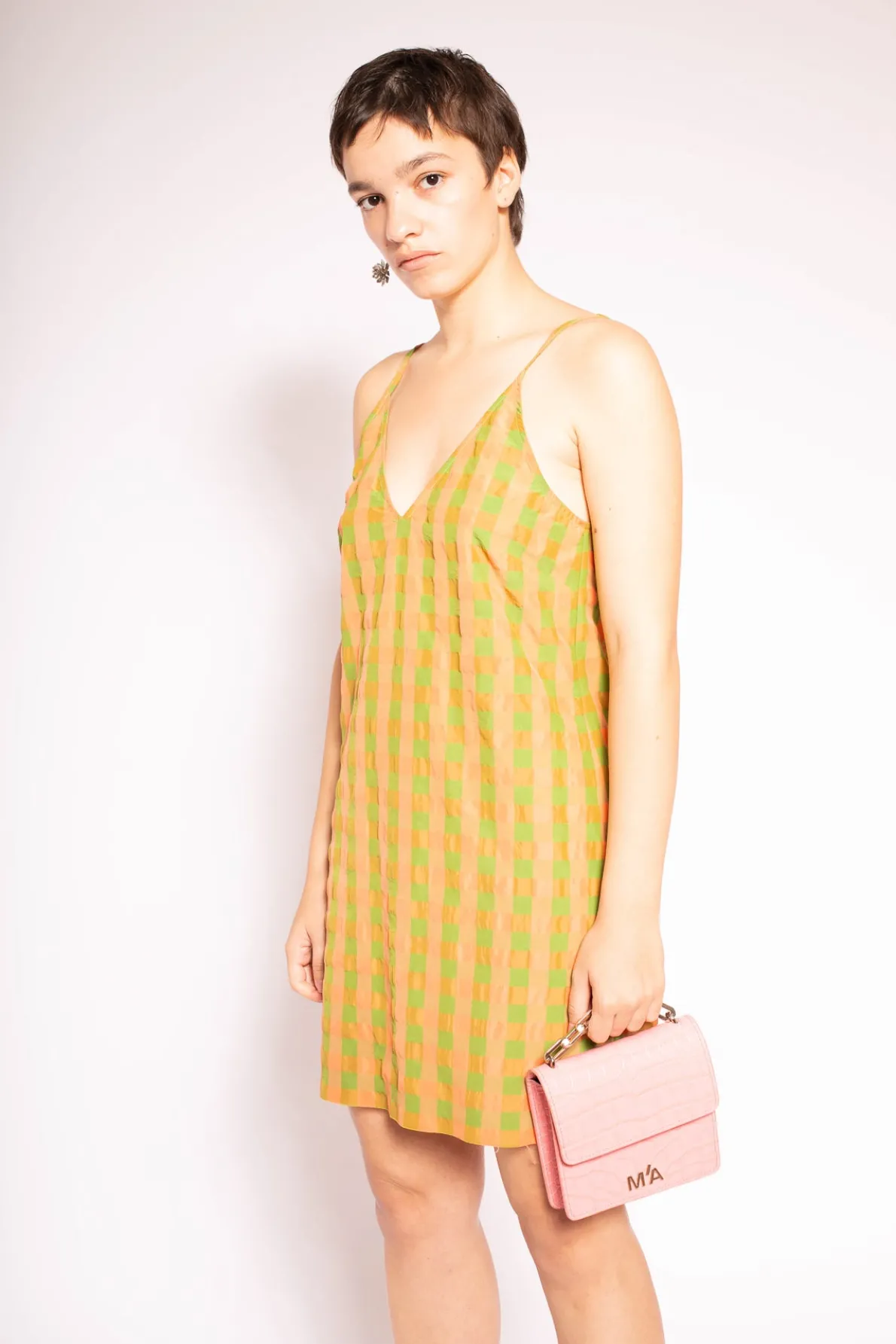 MINI CHAIN BAG IN PINK CROCO