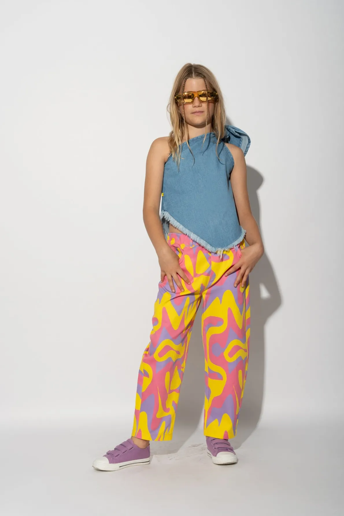 WAVY PRINT BAGGY TROUSERS
