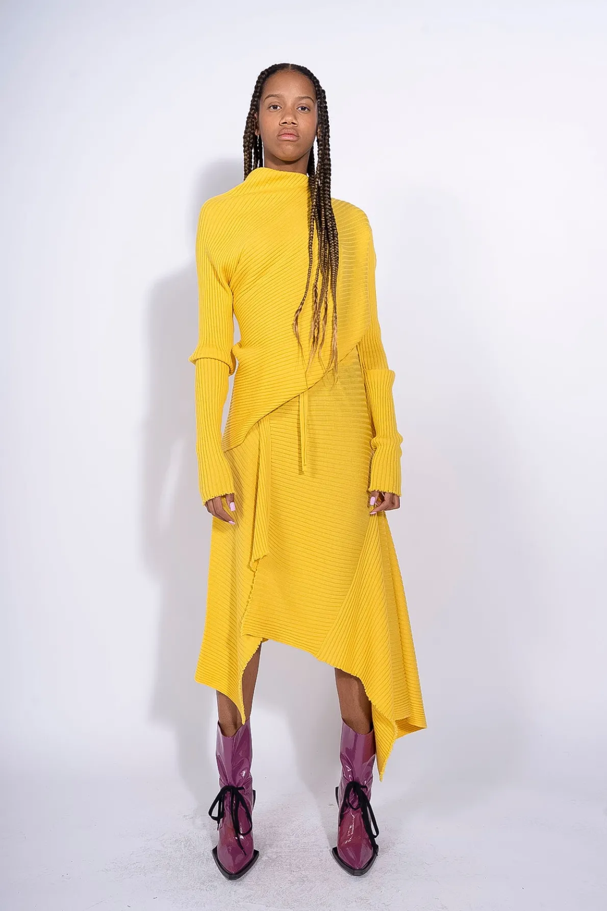 YELLOW DRAPED SKIRT