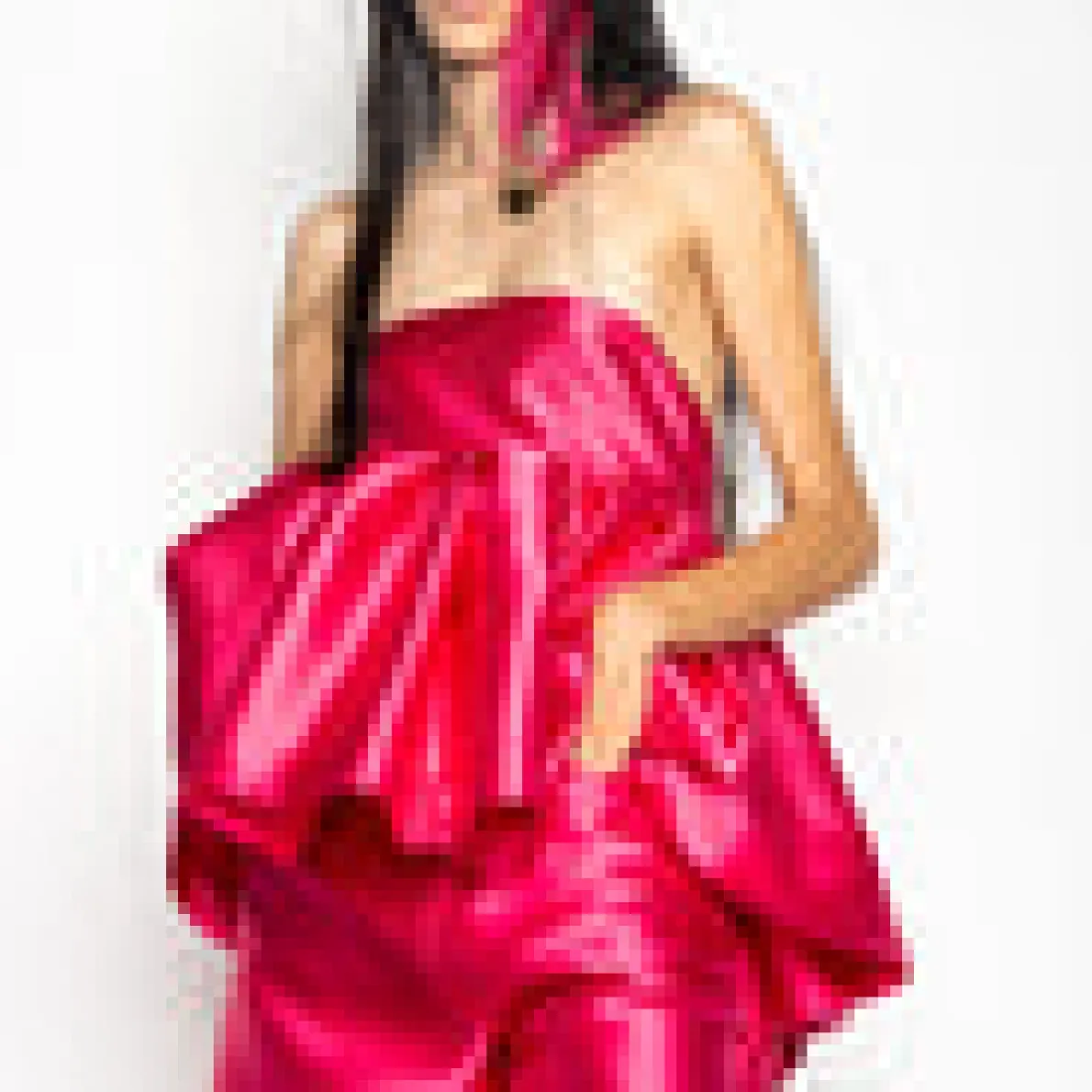 PINK STRAPLESS PEPLUM TOP