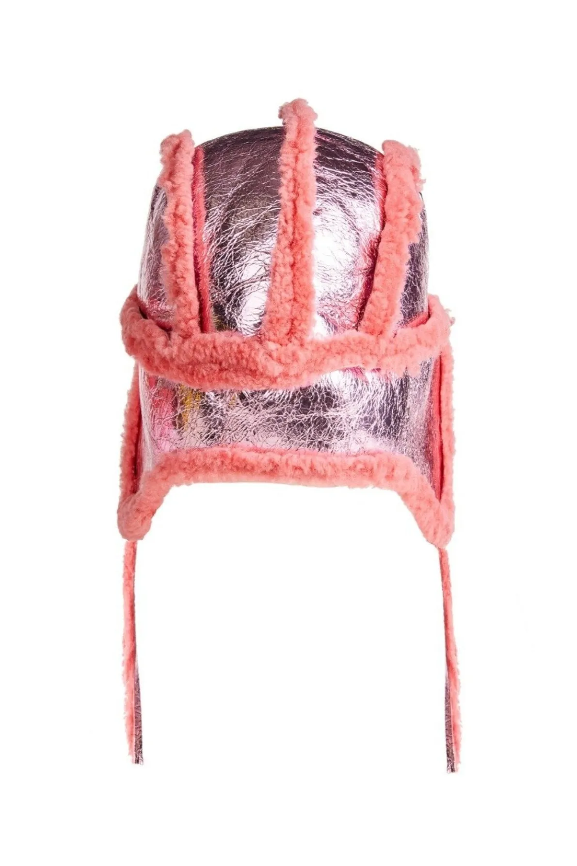 PINK SHINY LEATHER EAR COVER HAT