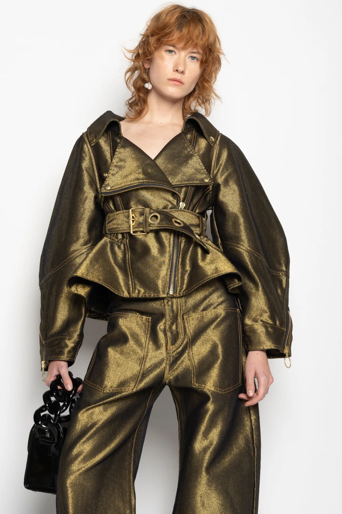 GOLD DENIM POINTY JACKET