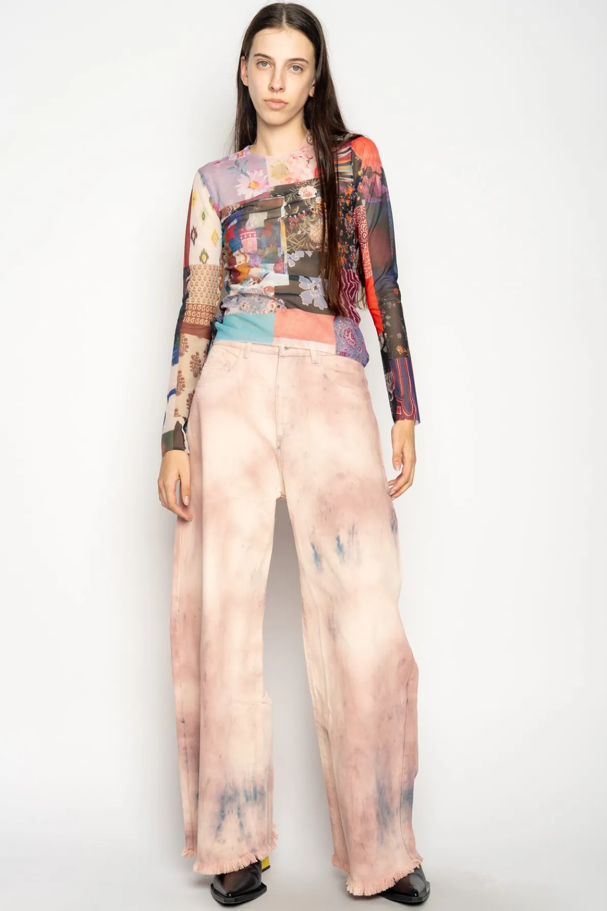 PINK TIE DYE BOYFRIEND TROUSERS